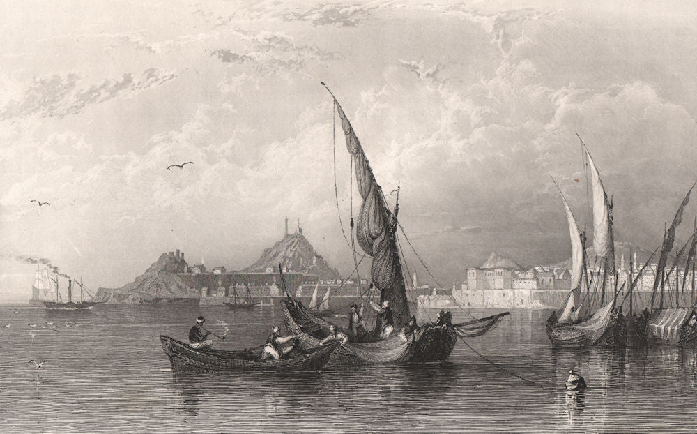 Corfu, Greece 1840 old antique vintage print picture